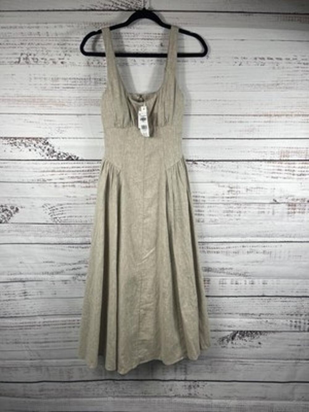 Abercrombie & Fitch Dress Womens XS Beige Square Neck Maxi Fit Flare Sundress